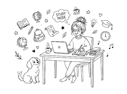 Student studying illustration